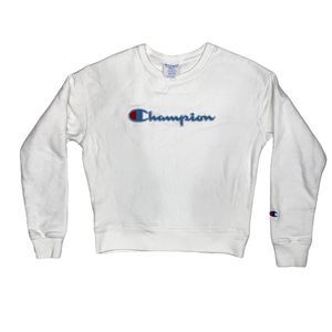 Champion Womens Small White Classic Logo Crew Neck Sweater